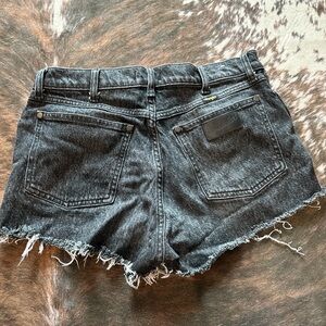 Wrangler Black Jean Shorts Distressed Cut-Off Style